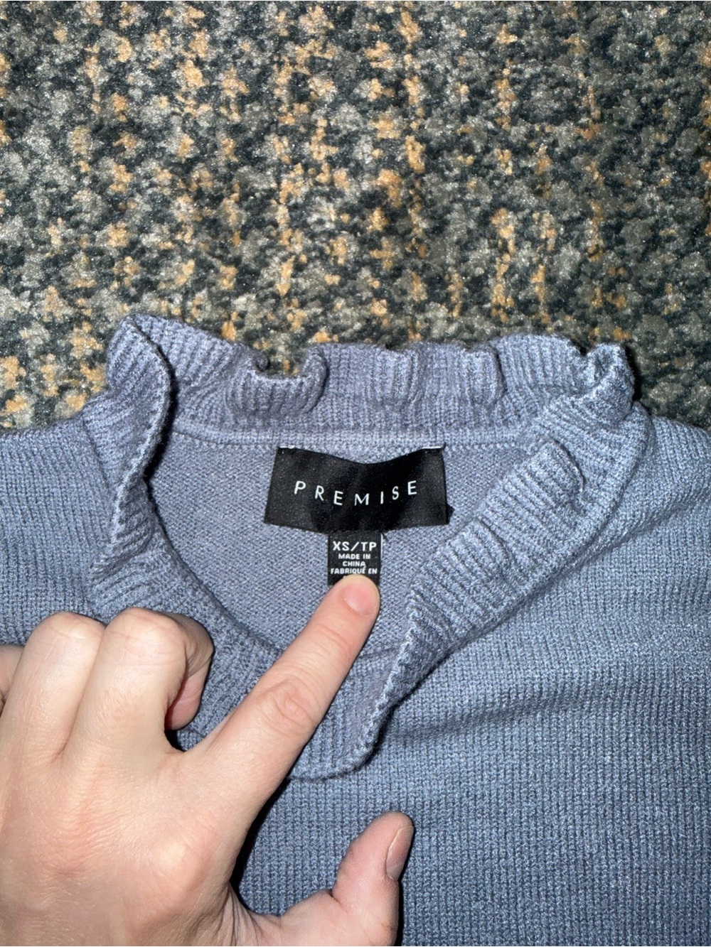 Light Blue Ruffle Neck Sweater - Picture 2 of 3